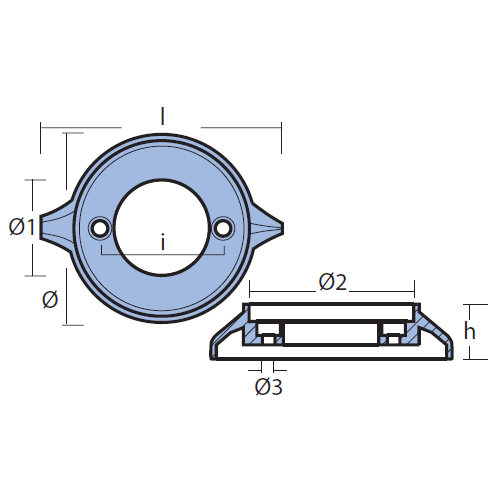 Anodo collare Volvo Penta 280-290 e single prop V18 - AQ 200-290, SP in Zinco